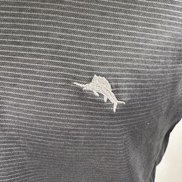 Tommy Bahama Charcoal Grey Pinstriped Polo Men’s Size XL - Picture 2 of 7